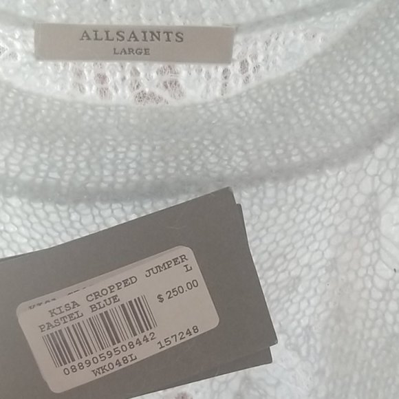 Allsaints Kisa Cropped Sweater Pastel Blue L - Picture 5 of 5